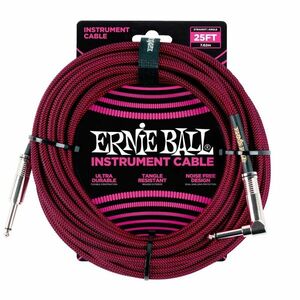 Ernie Ball 25' Braided Cable Black/Red kép