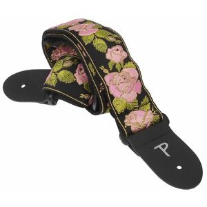 Perri's Leathers Jacquard Strap Pink And Black Flower kép