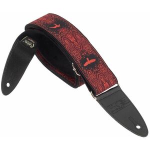 PRS 2" Guitar Strap, Custom Jacquard Birds Fleur, Red kép