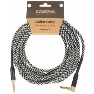 Cascha Professional Line Guitar Cable, Angled, Tweed Black, 6 m kép