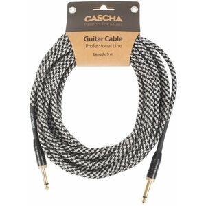 Cascha Professional Line Guitar Cable, Straight, Tweed Black, 9 m kép