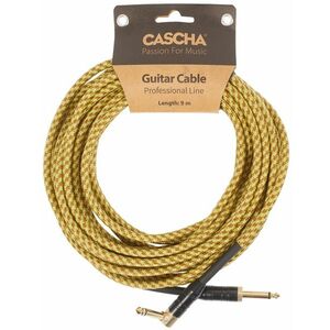 Cascha Professional Line Guitar Cable, Angled, Tweed Natural, 9 m kép