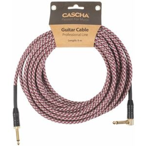 Cascha Professional Line Guitar Cable, Angled, Tweed Red, 9 m kép