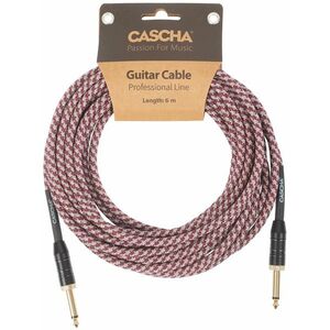 Cascha Professional Line Guitar Cable, Straight, Tweed Red, 6 m kép