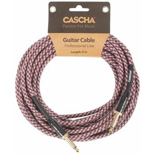 Cascha Professional Line Guitar Cable, Straight, Tweed Red, 9 m kép