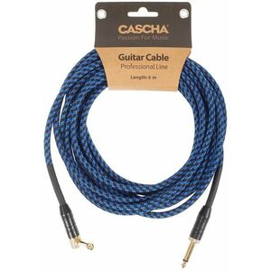 Cascha Professional Line Guitar Cable, Angled, Tweed Blue, 6 m kép