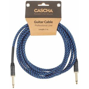 Cascha Professional Line Guitar Cable, Straight, Tweed Blue, 3 m kép