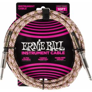 Ernie Ball Braided Instrument Cable Straight/Straight 10ft - Emerald A kép