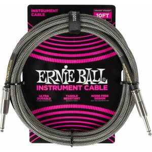 Ernie Ball Braided Instrument Cable Straight/Straight 10ft - Silver Fo kép