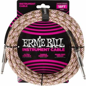 Ernie Ball Braided Instrument Cable Straight/Straight 18ft - Emerald A kép