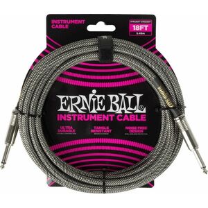 Ernie Ball Braided Instrument Cable Straight/Straight 18ft - Silver Fo kép