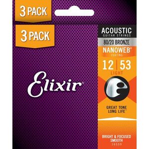 Elixir Nanoweb 80/20 Bronze Light 3-Pack kép