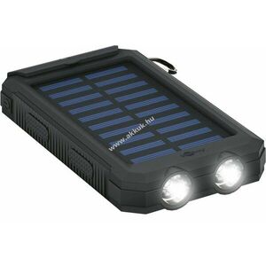 Helyettesítő Quazar Solar Cell napelemes powerbank (fekete) 8000mAh/8Ah + LED-es lámpa - Kiárusítás! kép