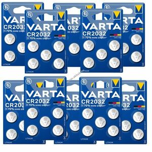 50db VARTA CR2032 DL2032 ECR2032 Lithium gombelem 10db 5db-os bliszter órákhoz, autókulcsokhoz stb. kép