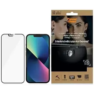 TEMPERED KIJELZŐVÉDŐ FÓLIA PanzerGlass E2E Microfracture iPhone 13 /13 Pro 6, 1" CamSlider Swarovsky Case Friendly AntiBacterial black 2751 (2751) kép