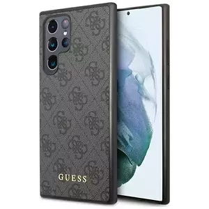 Tok Guess GUHCS22LG4GFGR S22 Ultra S908 grey hard case 4G Metal Gold Logo (GUHCS22LG4GFGR) kép