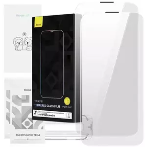 TEMPERED KIJELZŐVÉDŐ FÓLIA Tempered Glass Baseus Corning for iPhone 13/13 Pro/14 with built-in dust filter (6932172631765) kép