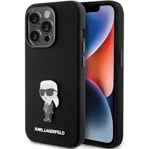 Tok Karl Lagerfeld KLHCP15XSMHKNPK iPhone 15 Pro Max 6.7" black Silicone Ikonik Metal Pin (KLHCP15XSMHKNPK) kép