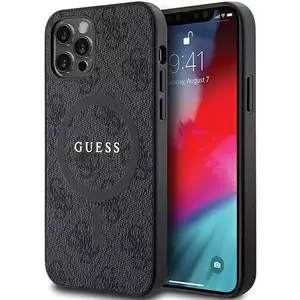 Tok Guess GUHMP12MG4GFRK iPhone 12 6.1" black hardcase 4G Collection Leather Metal Logo MagSafe (GUHMP12MG4GFRK) kép