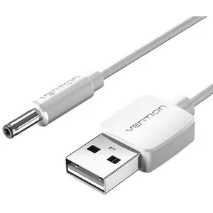 Kábel Vention Power Cable USB 2.0 to DC 3.5mm Barrel Jack 5V CEXWF 1m (white) kép