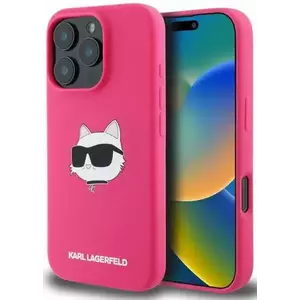 Tok Karl Lagerfeld KLHMP16XSCHPPLF iPhone 16 Pro Max fuschia HC MagSafe Sil Choupette Head Print (KLHMP16XSCHPPLF) kép