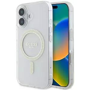 Tok Guess GUHMP16SHFGERET iPhone 16 6.1" transparent hardcase IML Glitter Circle MagSafe (GUHMP16SHFGERET) kép