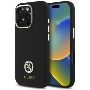 Tok Guess GUHCP16LM4DGPK iPhone 16 Pro 6.3" black hardcase Silicone Logo Strass 4G (GUHCP16LM4DGPK) kép