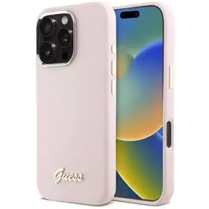 Tok Guess GUHCP16XSMBSLP iPhone 16 Pro Max 6.9" pink hardcase Silicone Script Metal Logo & Frame (GUHCP16XSMBSLP) kép