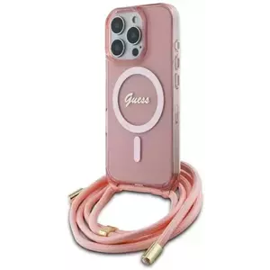 Tok Guess GUHMP16LHCTSGNSP iPhone 16 Pro 6.3" pink hardcase Crossbody Cord Script MagSafe (GUHMP16LHCTSGNSP) kép