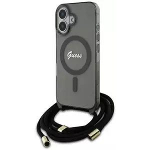 Tok Guess GUHMP16SHCTSGNSK iPhone 16 6.1" black hardcase Crossbody Cord Script MagSafe (GUHMP16SHCTSGNSK) kép