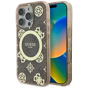 Tok Guess GUHMP16XH4PYEEW iPhone 16 Pro Max 6.9" brown hardcase IML Peony On 4G Background MagSafe (GUHMP16XH4PYEEW) kép