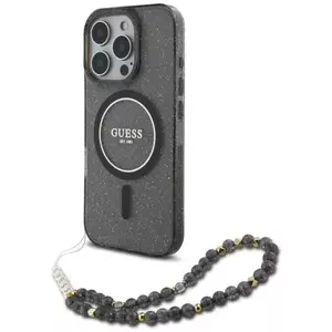 Tok Guess GUHMP16XHGCRELSK iPhone 16 Pro Max 6.9" black hardcase IML Glitter With Pearl Strap MagSafe (GUHMP16XHGCRELSK) kép