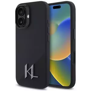 Tok Karl Lagerfeld KLHMP16SSCMKMPCK iPhone 16 6.1" black hardcase Silicone Shadow Metal Initial MagSafe (KLHMP16SSCMKMPCK) kép