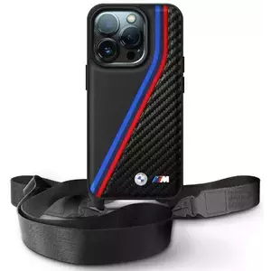 Tok BMW BMHCP16L23PSVTK iPhone 16 Pro 6.3" black hardcase M Edition Carbon Tricolor Lines & Strap (BMHCP16L23PSVTK) kép