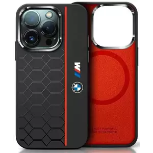 Tok BMW BMHMP16X23SHER iPhone 16 Pro Max 6.9" black hardcase Silicone Hexagon Red Line MagSafe (BMHMP16X23SHER) kép