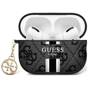 Tok Guess GUA2P4RPSK AirPods 1/2 cover black 4G Printed Stripes Charm (GUA2P4RPSK) kép