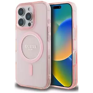 Tok Guess GUHMP16LHFGEREP iPhone 16 Pro 6.3" pink hardcase IML Glitter Circle MagSafe (GUHMP16LHFGEREP) kép