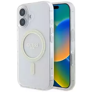 Tok Guess GUHMP16MHFGERET iPhone 16 Plus 6.7" transparent hardcase IML Glitter Circle MagSafe (GUHMP16MHFGERET) kép