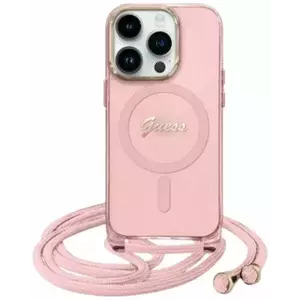 Tok Guess GUHMP16SHCTSGNSP iPhone 16 6.1" pink hardcase Crossbody Cord Script MagSafe (GUHMP16SHCTSGNSP) kép