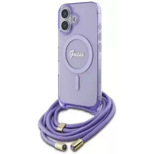 Tok Guess GUHMP16SHCTSGNSU iPhone 16 6.1" purple hardcase Crossbody Cord Script MagSafe (GUHMP16SHCTSGNSU) kép