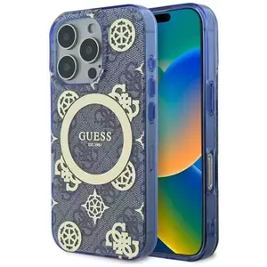 Tok Guess GUHMP16XH4PYEEB iPhone 16 Pro Max 6.9" blue hardcase IML Peony On 4G Background MagSafe (GUHMP16XH4PYEEB) kép