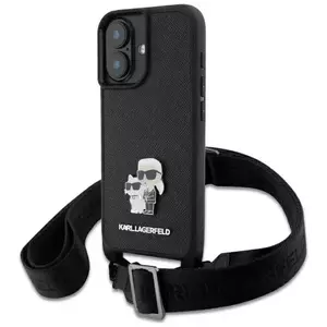 Tok Karl Lagerfeld KLHCP16SSAKCPBK iPhone 16 6.1" black hardcase Saffiano Karl&Choupette Metal Pin CBDY Strap (KLHCP16SSAKCPBK) kép