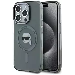 Tok Karl Lagerfeld KLHMP15XHLSKIK iPhone 15 Pro Max 6.7" black hardcase IML Metal Karl Head MagSafe (KLHMP15XHLSKIK) kép