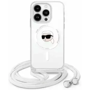 Tok Karl Lagerfeld KLHMP16SHCKHNT iPhone 16 6.1" hardcase transparent Crossbody IML Karl Head Magsafe (KLHMP16SHCKHNT) kép