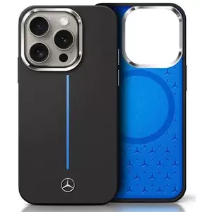 Tok Mercedes MEHMP16S23SUMBK iPhone 16 6.1" black hardcase Silicone Blue Stripe MagSafe (MEHMP16S23SUMBK) kép