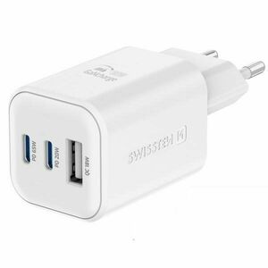 SWISSTEN GaN hálózati adapter 2 x USB-C 65 W PD and 1 x USB-A 18 W QC kép