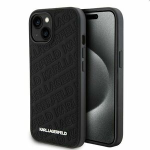 Karl Lagerfeld PU Quilted Pattern tok Apple iPhone 15 számára, fekete kép