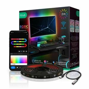 Nous Okos LED 2m TV RGB+IC SZALAG WiFi F9 kép