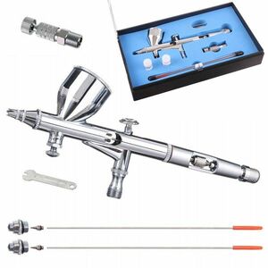 Modellező airbrush festékszóró készlet 3 fúvókával és gyorscsatlakozóval 0.2, 0.3, 0.5 mm Technic HS-80KT kép