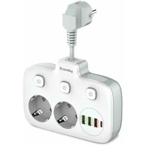 2 Plug + 4 USB 2, 5 cm Switch (CW-CHE24PDW) kép